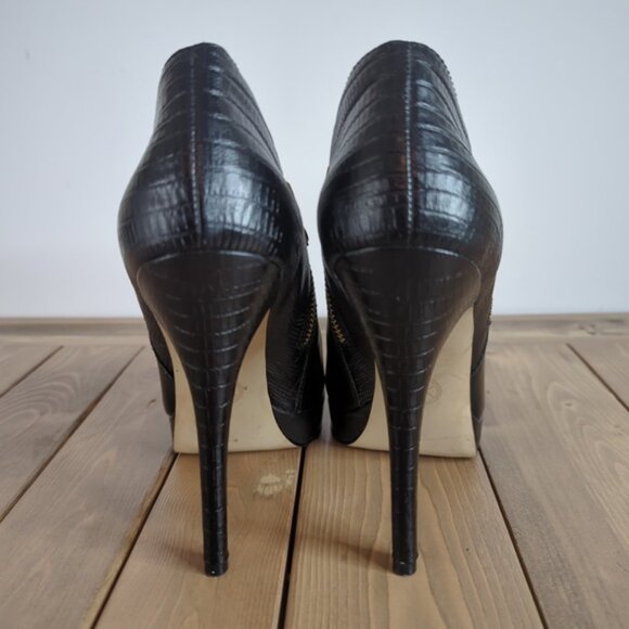 Michael Kors Black Leather Stiletto Heel Ankle Boots - Picture 8 of 11